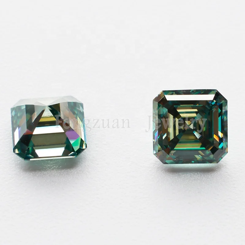 

6x6mm Asscher Cut Square Shape Green Moissanite Price high quality synthetic loose moissanite diamonds