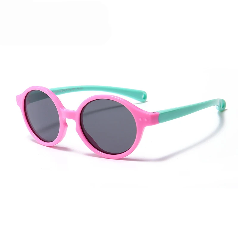 

2021 Silicone Funny Cute Round Design For Kids Sunglasses Uv400 Polarized Girls Boys Child Flexible Frame