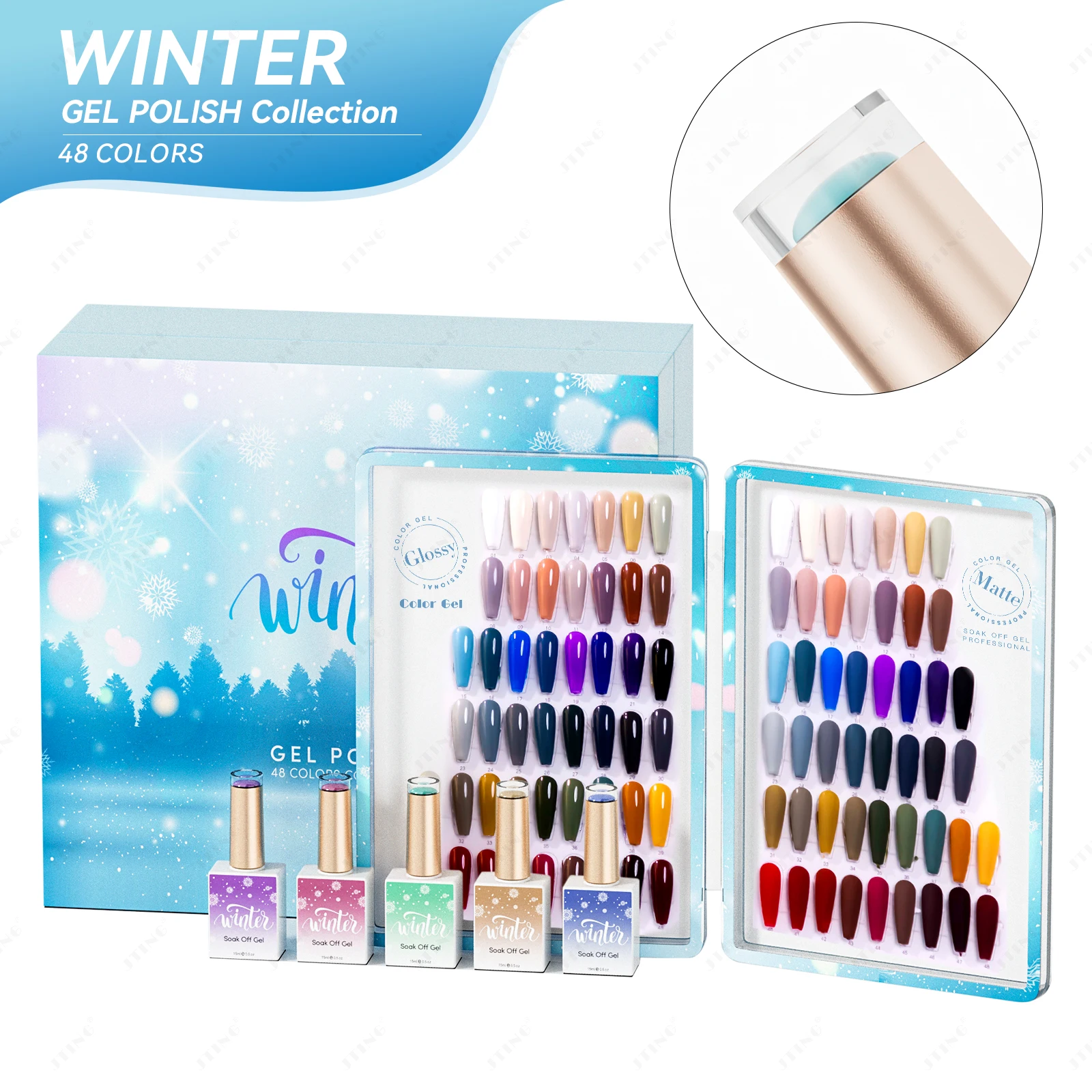 

JTING Unique design Winter gel polish 48colors collection gift box with 15ml bottle private label Free color book