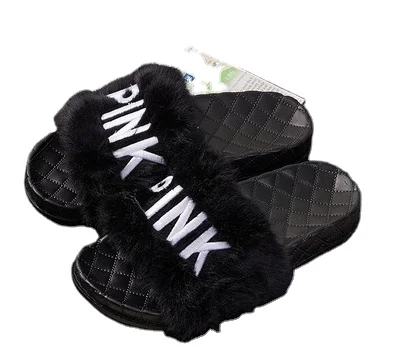 

New design fashion fur slippers wholesale girls plush slides slippers fashion fur sandals slides slippers for outdoor indoor