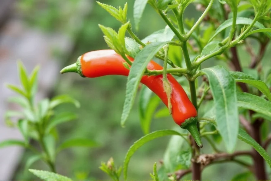 Various small chili pepper plants in decorative pots on a balcony