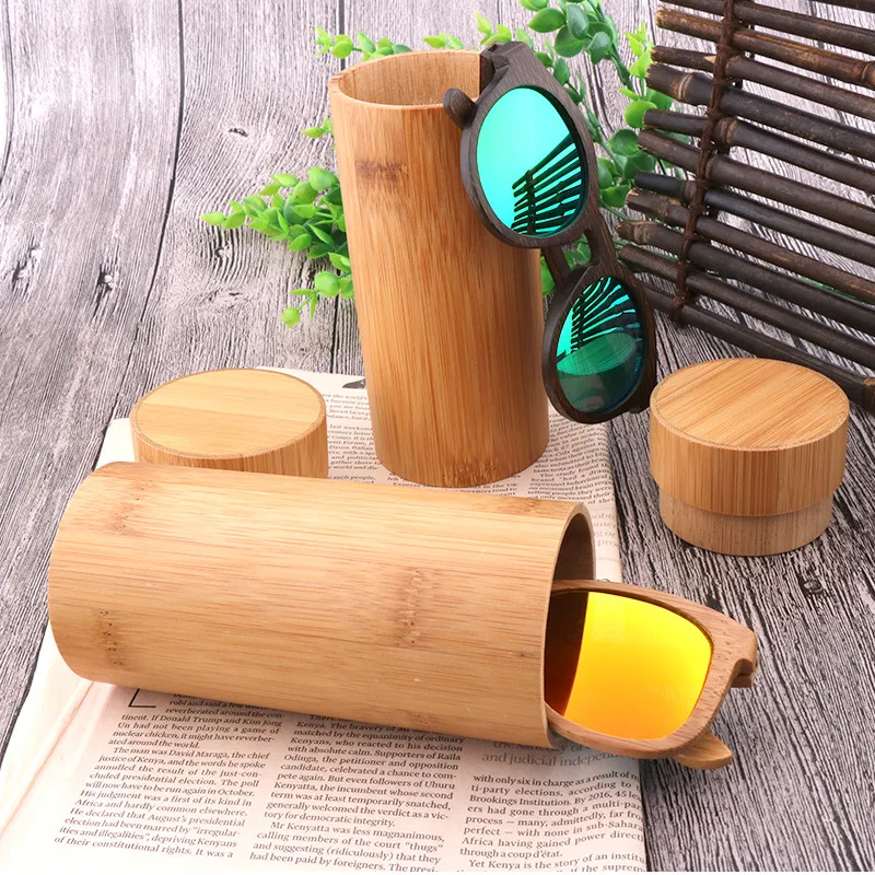 

Custom logo OEM bamboo wooden optical storage sunglasses case handmade slide cheap hard sunglass case, Black