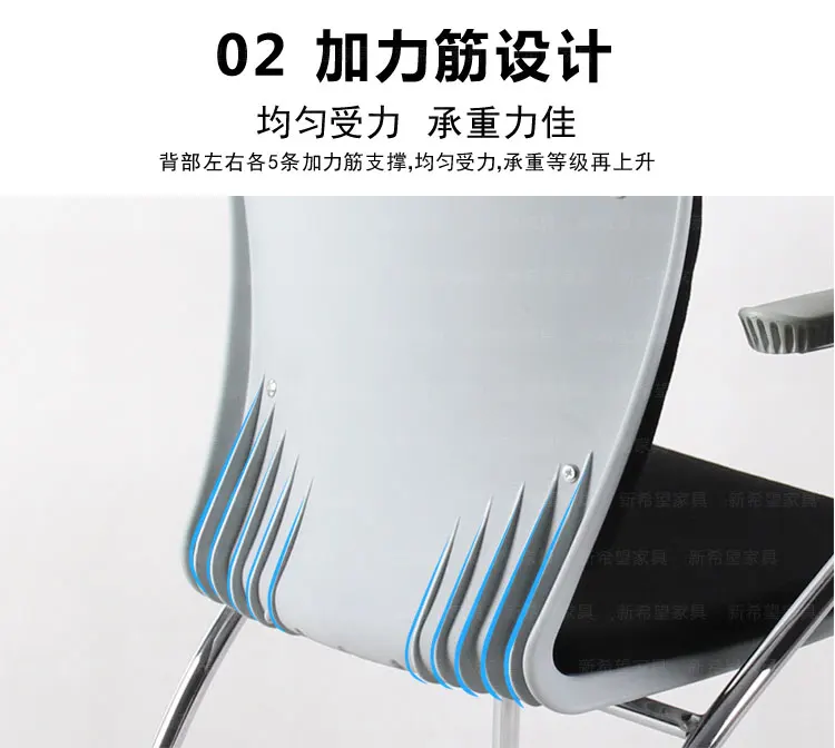 Conference Chair with Writing Board School Chairs with Arm PP Stacking Office Writing Chairs