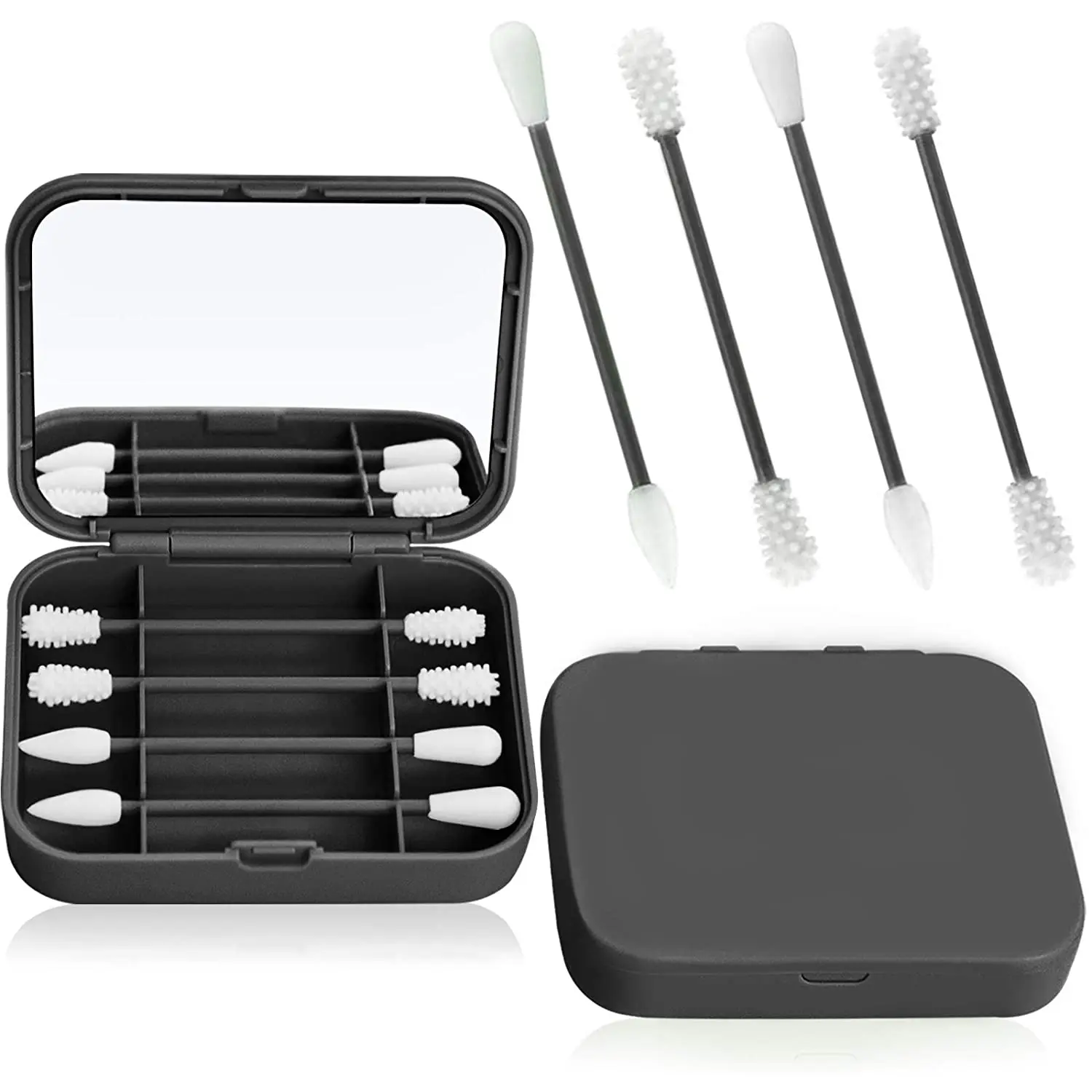 

4Pcs/Box Reusable Silicone Cotton Swab Ear Cleanning Durable Makeup Swabs Nose Ears Cleaning Make Up Tools, As picture