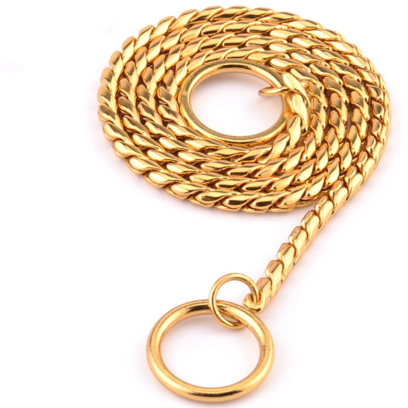 

Custom Pattern Stainless Steel Metal Gold Dog Chain Collar, Silver gold