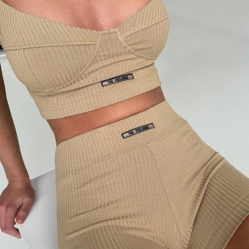 

embroidered letter Two Piece Sets Shorts Tracksuit Women's 2021 fitness booty Candy shorts set workout sweat biker shorts
