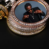

Fashion American Canada Mexico hiphop jewelry Photo Heart Medallions iced out Photo frame Cubic Zircon Necklace & Pendant
