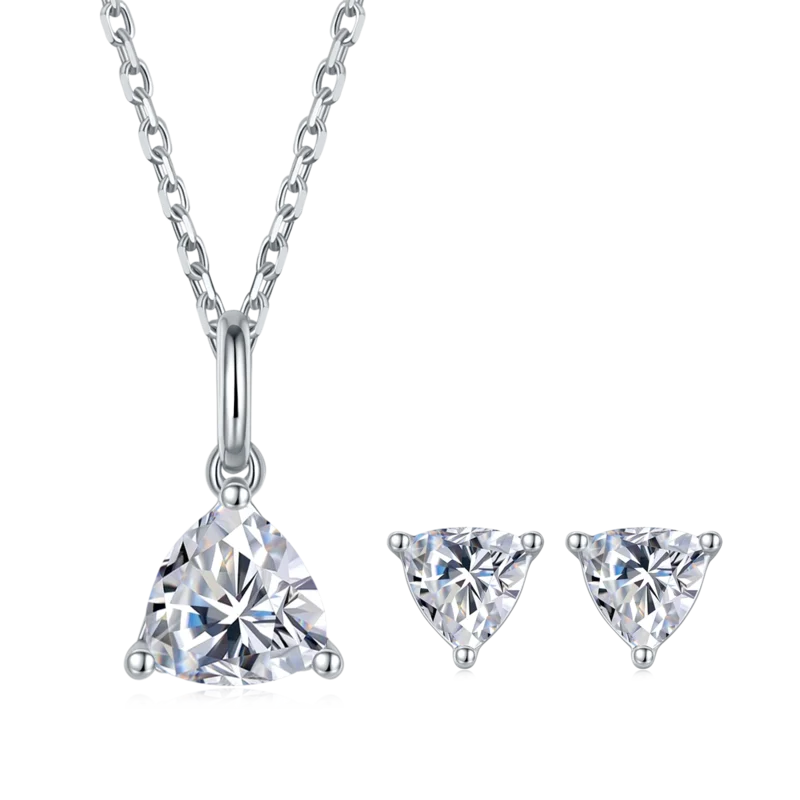 

S925 silver classic triangle Pendant earrings moissanite diamond set