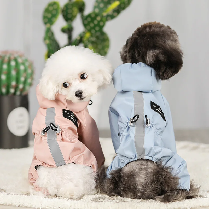 

Cross-Border New Pet Clothes Dog Raincoat All-Inclusive Waterproof Hooded Four-legged Pet Clothing Cat and Dog Supplies Spot Who