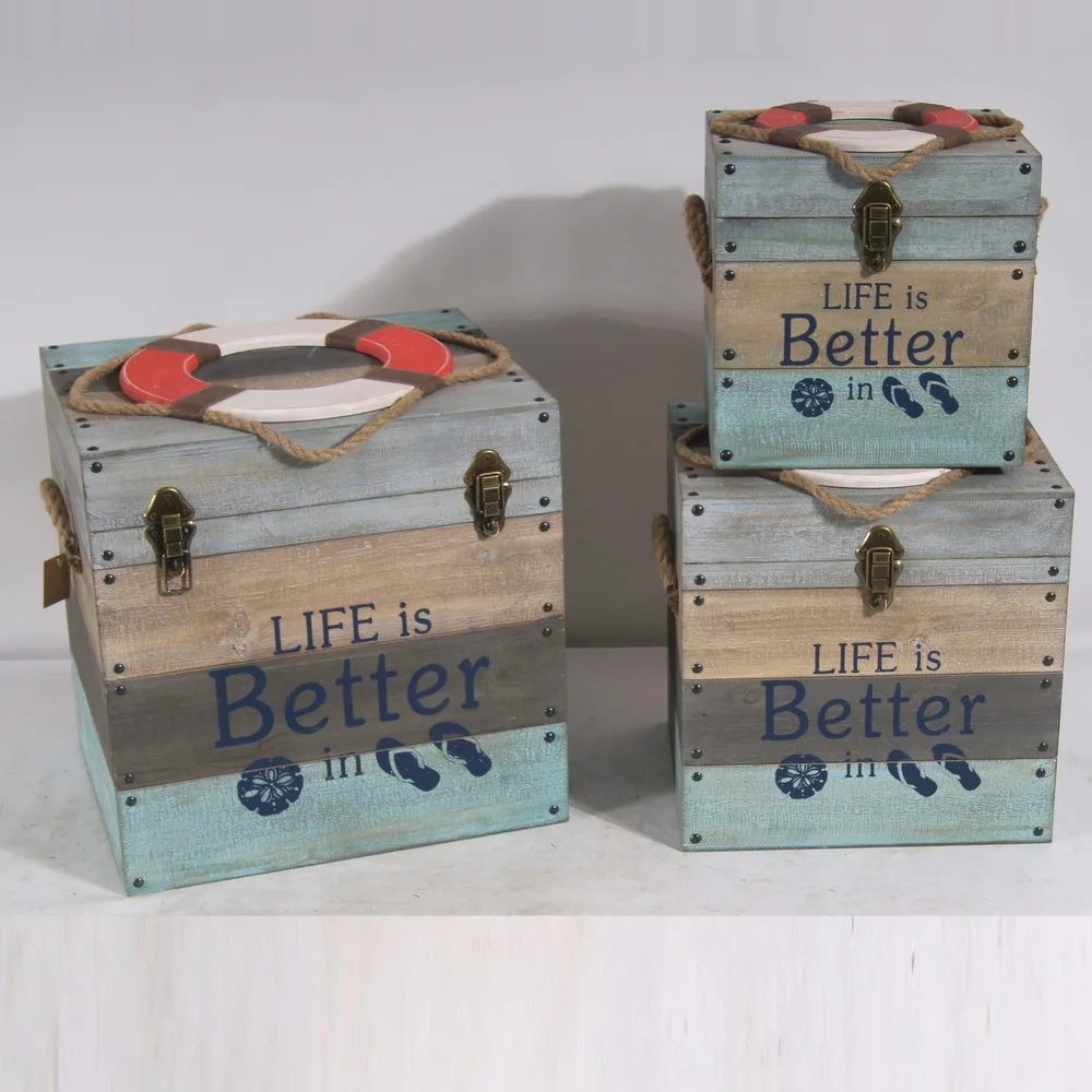 

Home decoration vintage rectangle wooden storage trunk