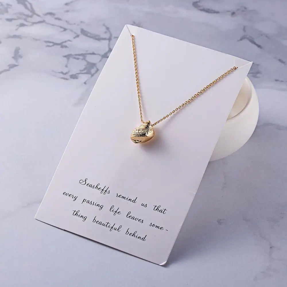 

Fashion charm pearl pendent gold women crystal necklace with card for women jewelry, As pictures