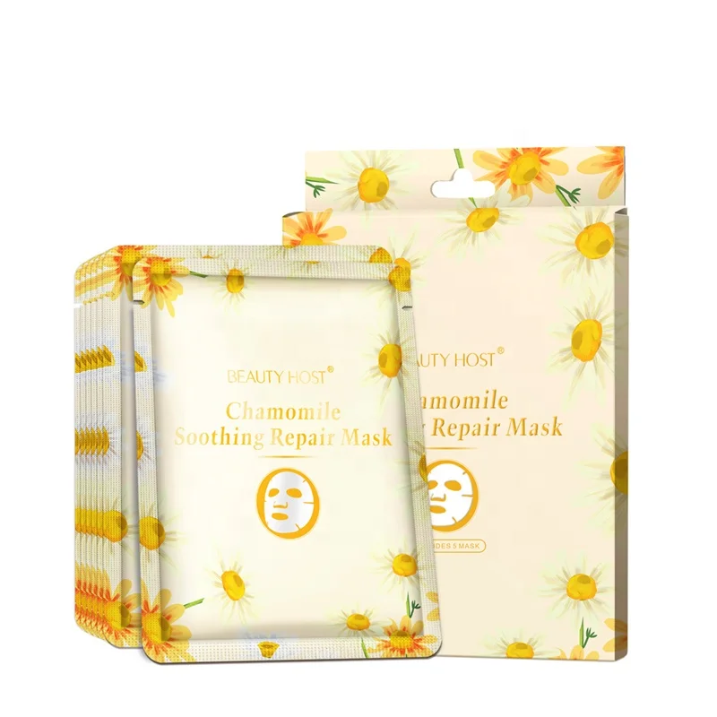 

Customized OEM Brand 100% Natural Cotton Chamomile Soothing Repair Facial Mask, White