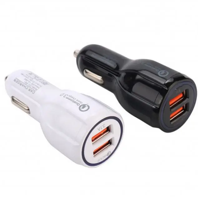 

Wholesale car charger dual porta usb car charger adapter qc 3.0, Black white