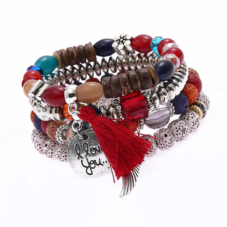 

Foreign Trade Europe, America, Bohemia, National Wind, Wings, Tassels, Multi-Layer New Bodhi Bracelet, Picture shows