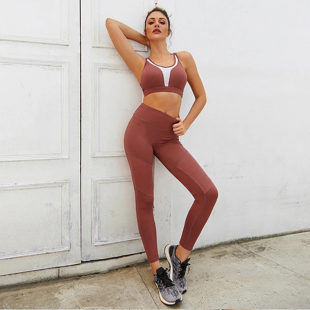 

Energy Seamless Leggings Strappy Bra 2Pcs Yoga Set Women Gym Fitness Clothing High Waist Seamless Yoga Set Running Sportswear, Customized colors