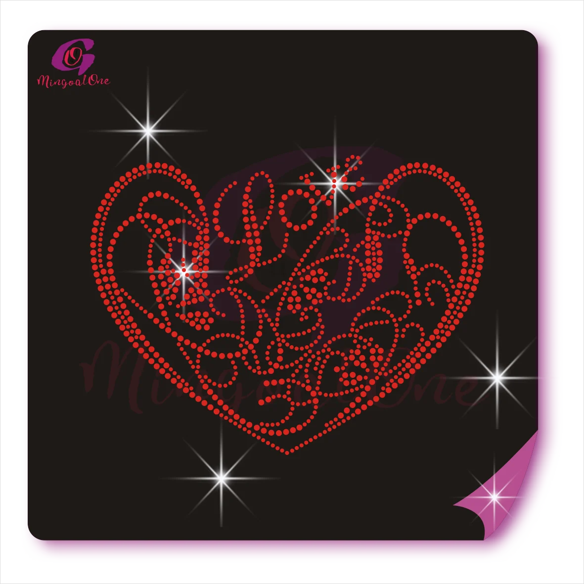 

Popular Love Heart Hotfix Rhinestone Transfer Popular Heart Rhinestone Iron On Crystal Transfer for Clothing, Select from color chart