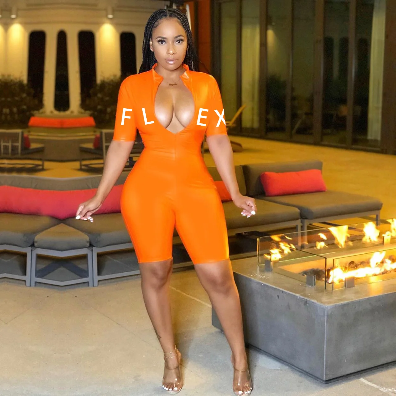 

BN-8206 Solid Color Plus Size Jumpsuit Bodycon Woman Clothing Letter Print, Picture