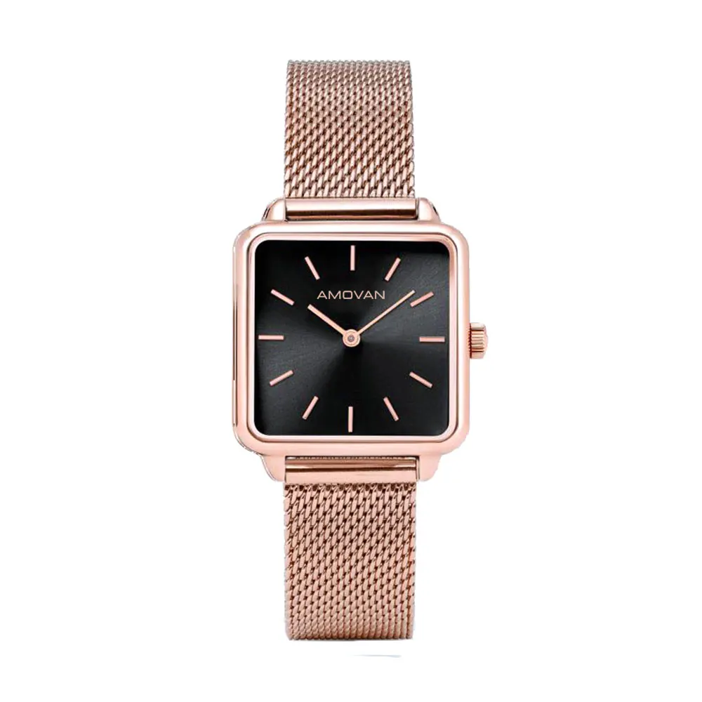 

interchangeble IP rose gold stainless steel band square watch for unisex