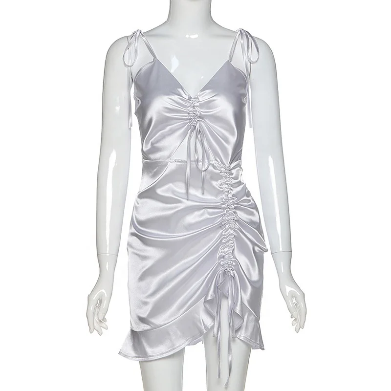 

Women's Sling Bowknot Navel V-shaped Dress Summer Casual