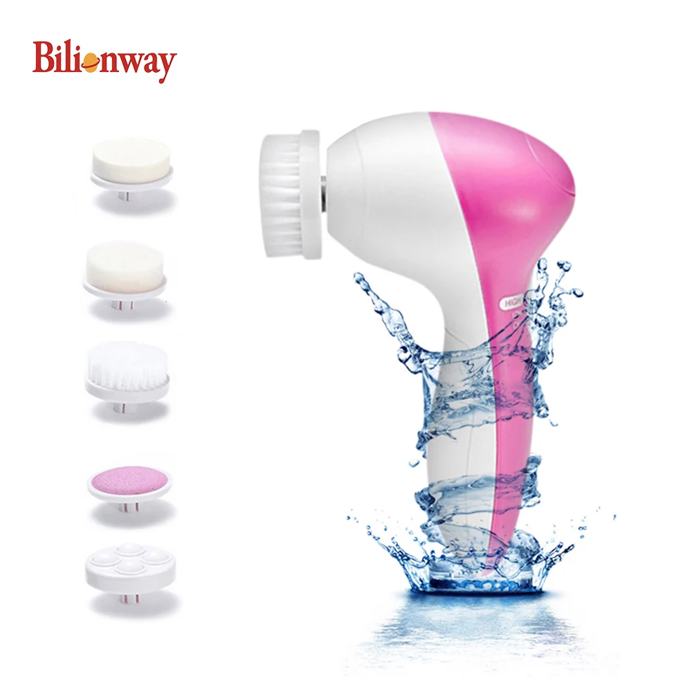 

5in1 Logo Branded Deep Waterproof Device Facial Sonic Silicone Electronic Face Facial Cleansing Brush