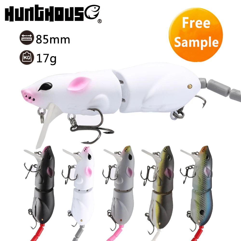 

3D eyes jointed rat fishing trout topwater minnow lure, 5 colors