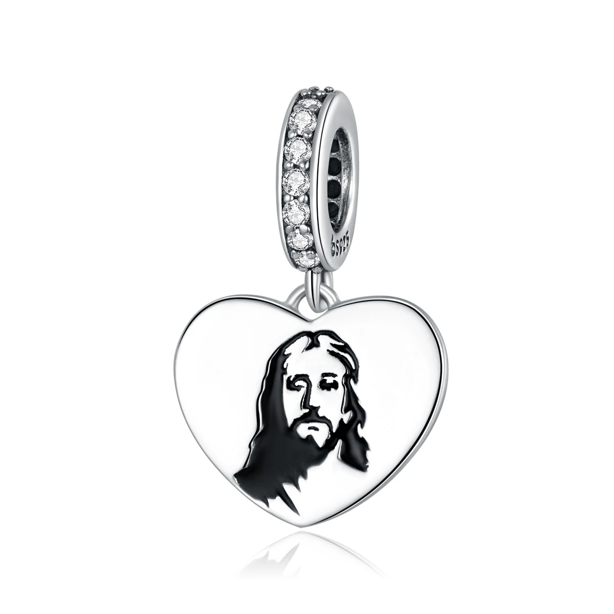 

BAMOER 925 Sterling Silver Heart Pendant Charm for Original Brand Bracelet Embossed Pattern " hope faith miracles " BSC380