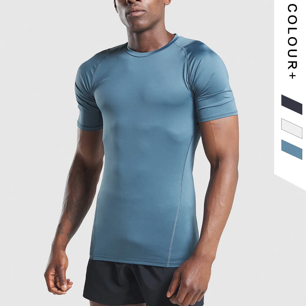 

2021 Man Casual Fashion Plain Color Short Sleeve High Quality Men Muscle Fitness Gym workout T-shirts Men's Sweaters, Picture shows