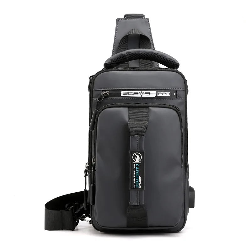 

MB052 Fashion usb waterproof nylon sports shoulder sling crossbody bags pack travel chest bag men shoulder