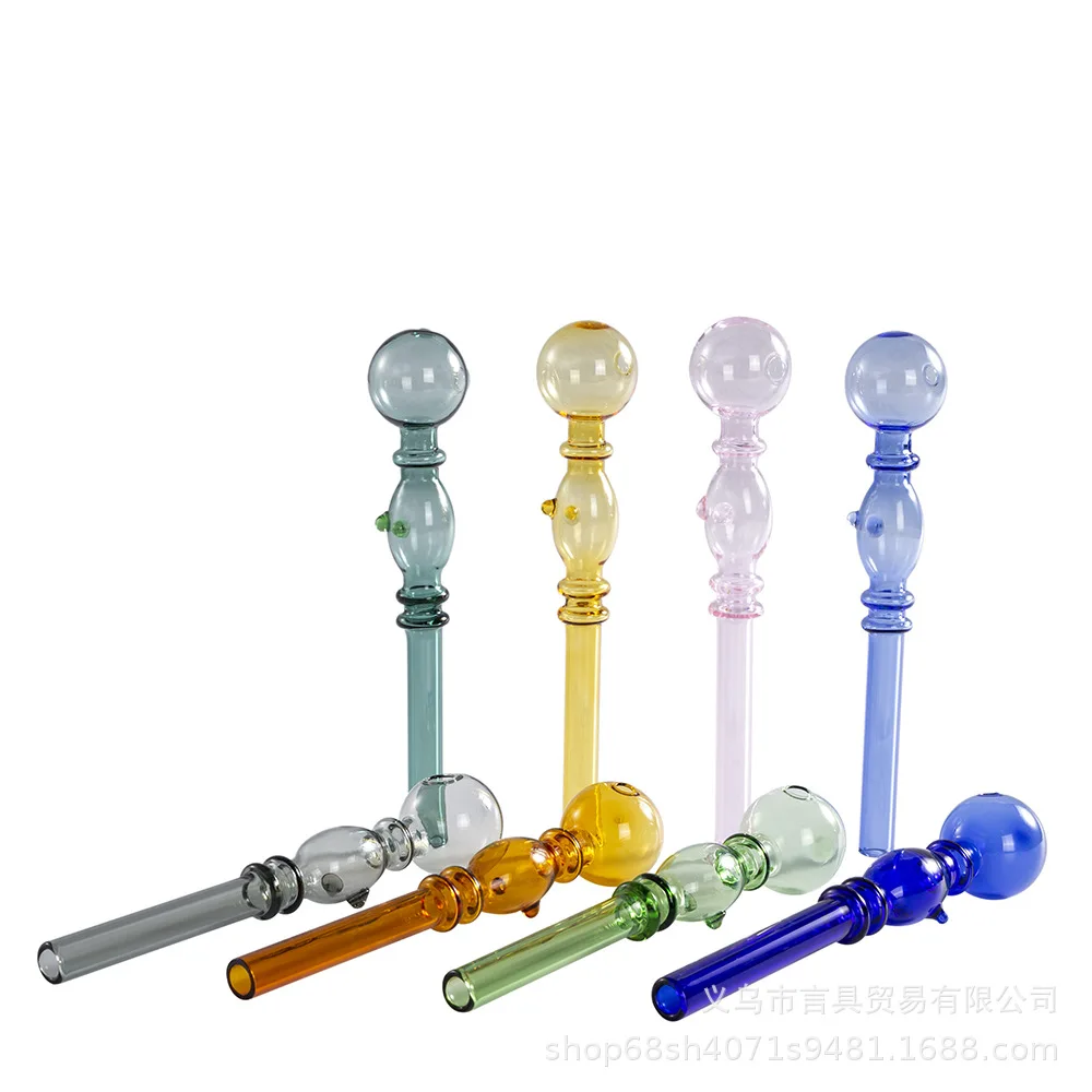 

2021 Glass Pipe Smoking Accessories Simple Pipes Hand Pyrex Colorful Clear Glass Nail Pipe glass tips wholesale oil burners, Picture