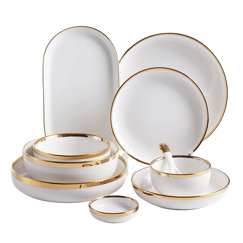 

2021 Manufacturer Amazon Hot varsace dinner set gold dinnerware With Strength Store, Green
