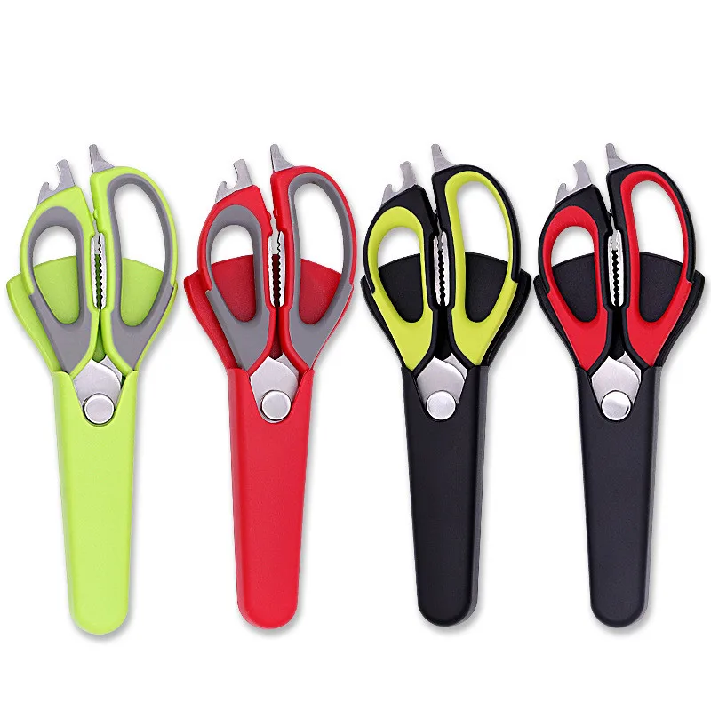

Multi-Purpose food scissors kitchen shears stainless steel with Blade Cover, As show