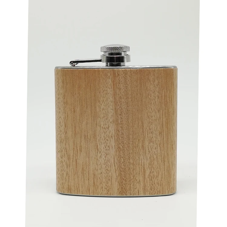 

High quality 6oz stainless steel wooden hip flask, Pantone number