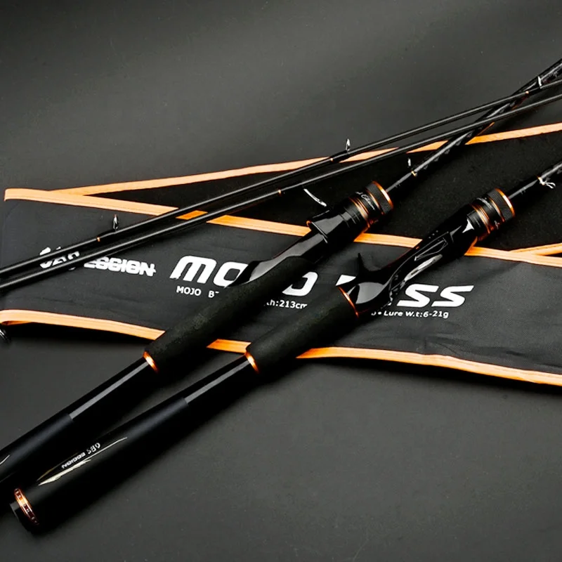 

MOJO 1.98m M L ML 2 Sections Bass Carp Fishing Rod High Quality Carbon Ultra Light Fishing Tackle Rod Far Casting, 1.98m purple/ 2.13m orange