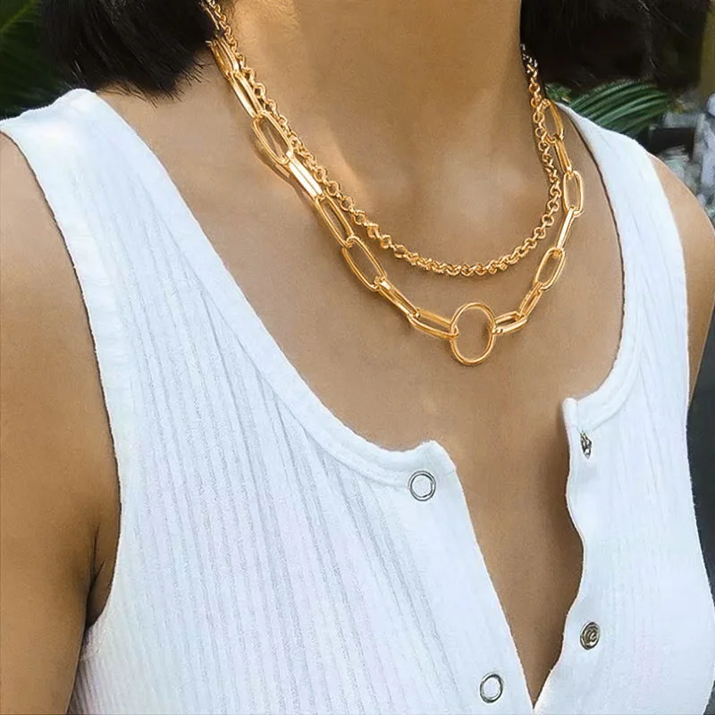 

Dainty Gold Choker Necklaces Gold Plated Handmade Medallion Snake Link Chain Simple Choker Necklaces for Women Jewelry N0568