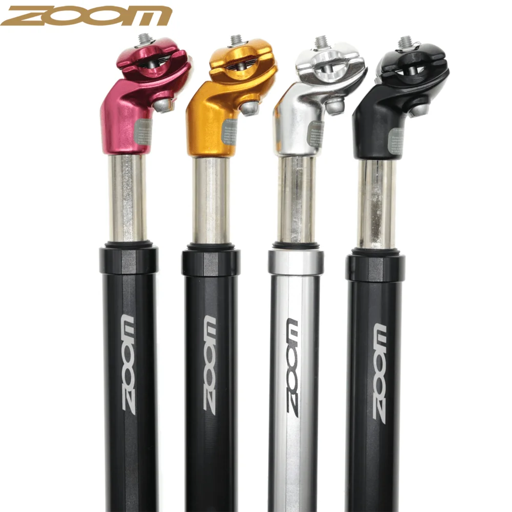 

ZOOM Suspension Seatpost Shock Absorber damping Alu MTB mountain bike Bicycle Seat post 27.2 28.6 30.1 30.4 30.9 31.6mm X350MM, Black, silver, red, golden
