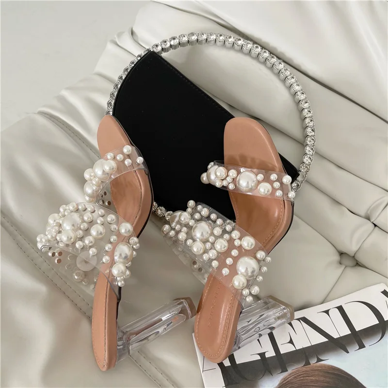 

2021 Fashion pearl sandals for women custom casual ladies footwear soft comfort High heels women sandals, Customized color