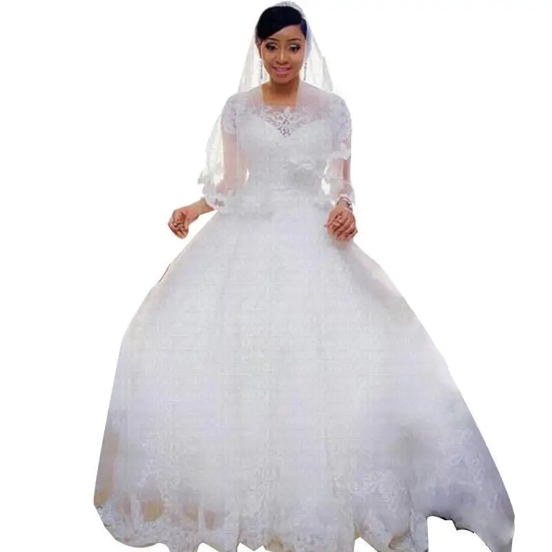 

Manufacturer supply pure white lace plus size customized women wedding dress