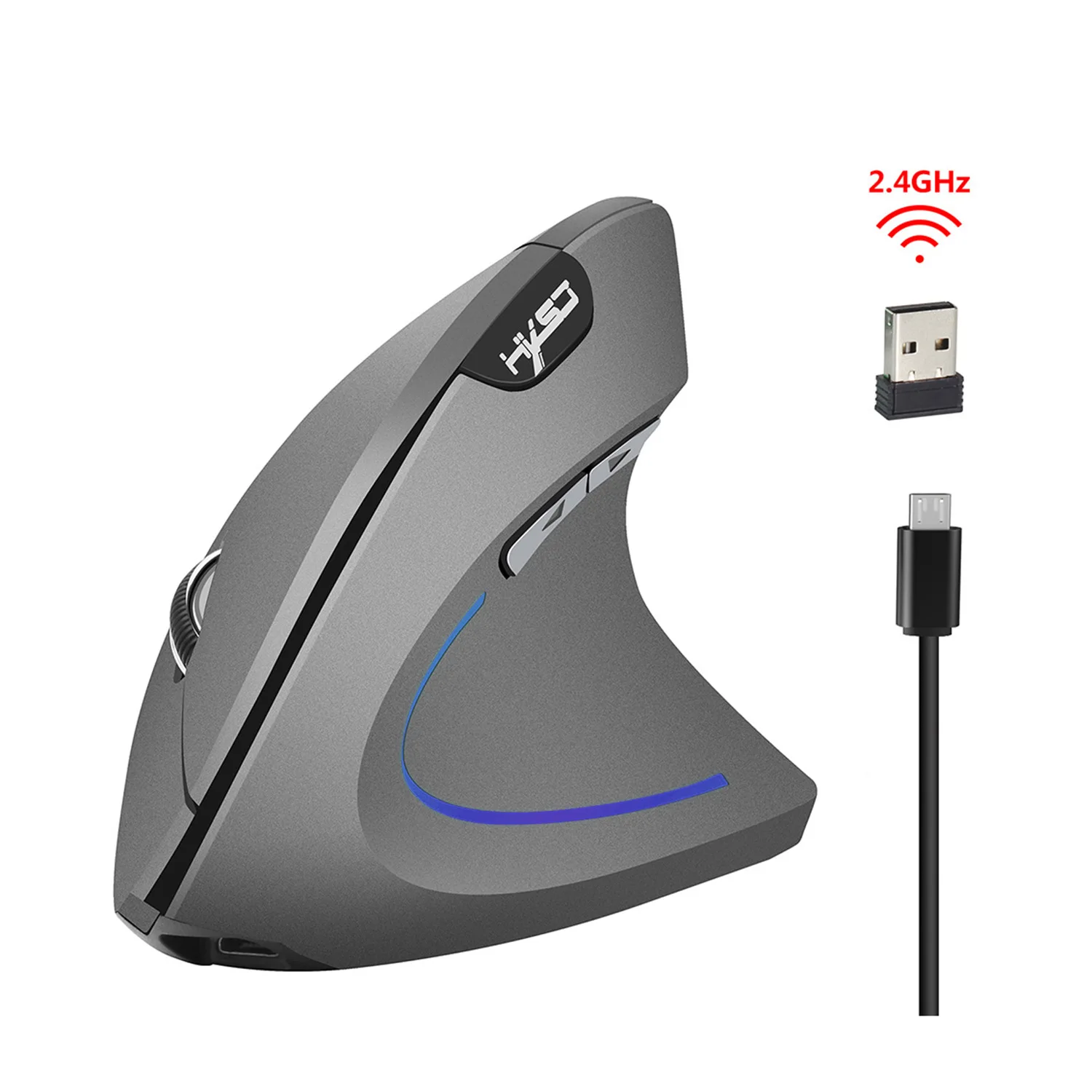 

Ergonomic 2400DPI Rechargeable 2.4GHz Vertical Wireless Mouse