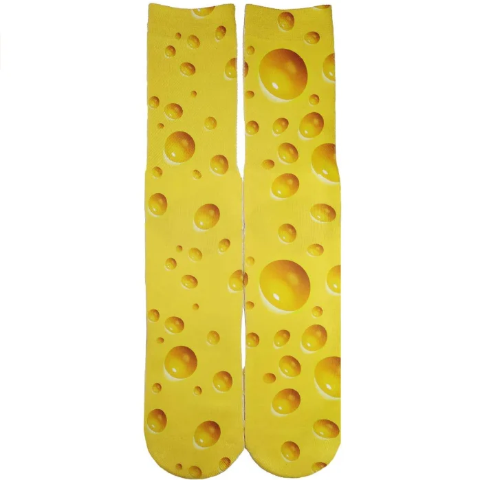 

Customized 3D Print Cheese Pattern Crew Socks Cool Fashion Youth Sports Socks