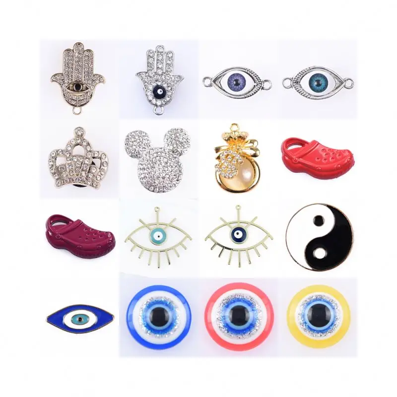 

Glitter Bling Croc Shoe Charm For Lady clog Luxury charms for shoe decoration new designer charm for PVC shoes evil eyes pin, Picture