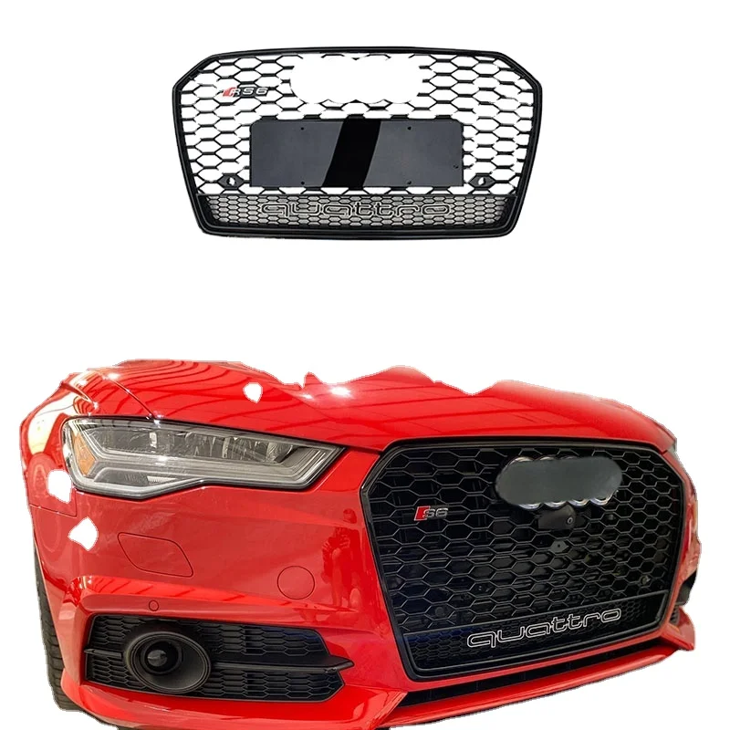

Free shipping RS6 C7.5 style car grille for Audi A6 S6 C7.5 honeycomb front grill for Audi modification in stock 2016 2017 2018