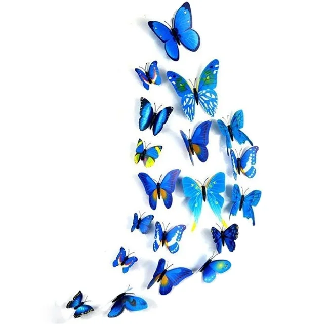 

Creative 12pcs Cute Colorful 3d Simulation Butterfly Wall Stickers Living Room TV Sofa Backdrop Home Decor MZL