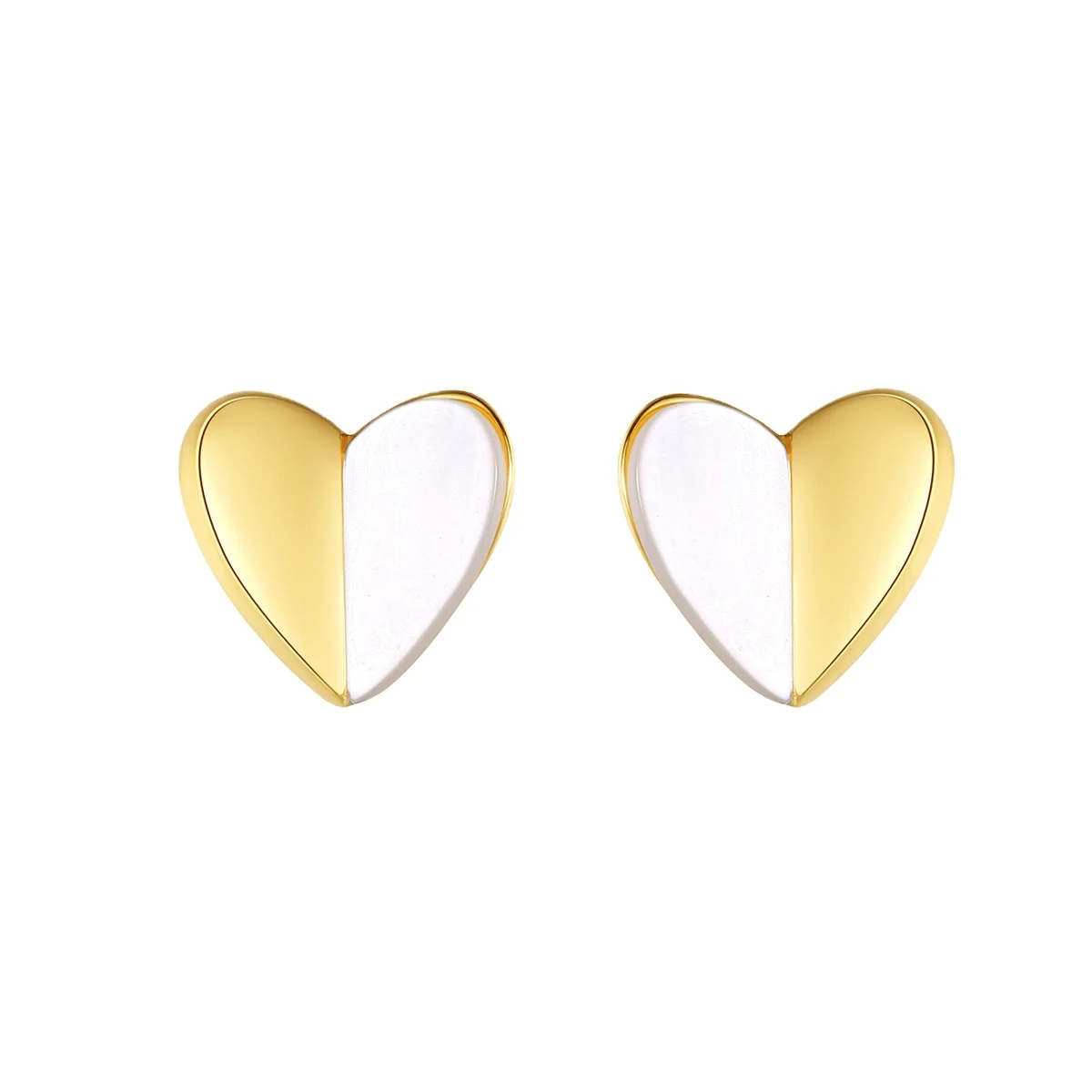 

CZCITY Two Color Plating Lovely Heart Earring Simple Design Sterling Silver 925 Earrings for Women