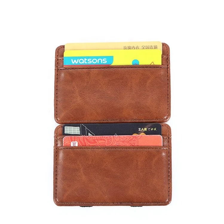 
folding portable waterproof credit card holder men slim PU leather wallet 
