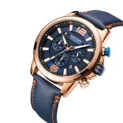 Megir 2156 watches men wrist  leather luxury Wrist