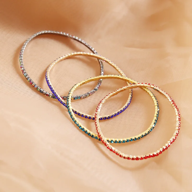 

VRIUA Clear Rhinestones Tennis Bracelet for Women Bracelet Colorful Jewelry Party Wedding Hip Pop Accessories, Multi color