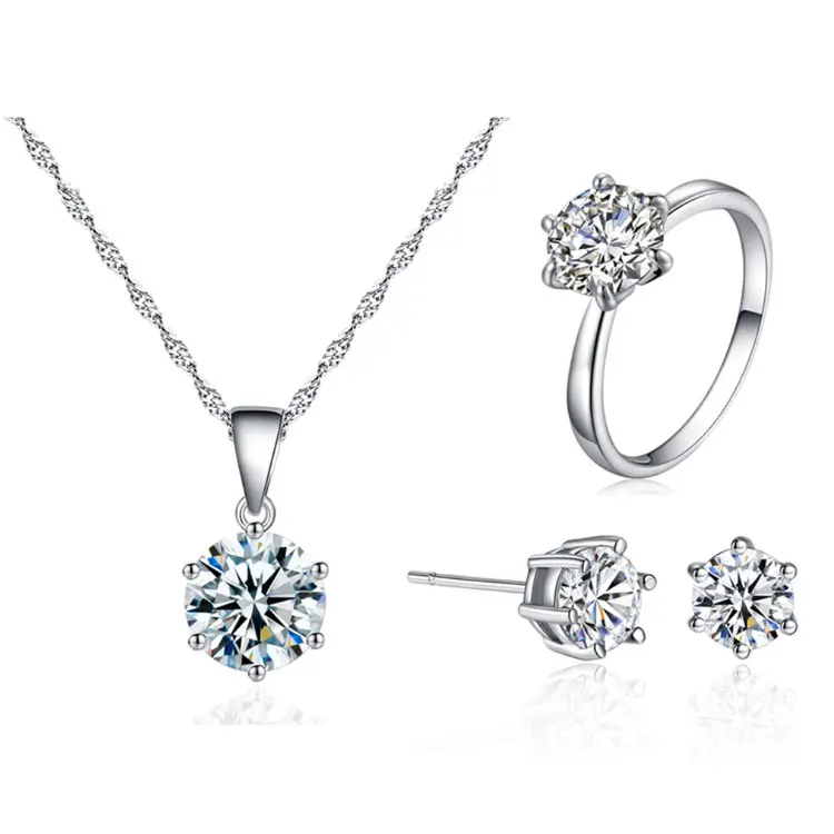 

Simple three-piece set of earrings rings and necklaces jewelry sets women, Silver,gold