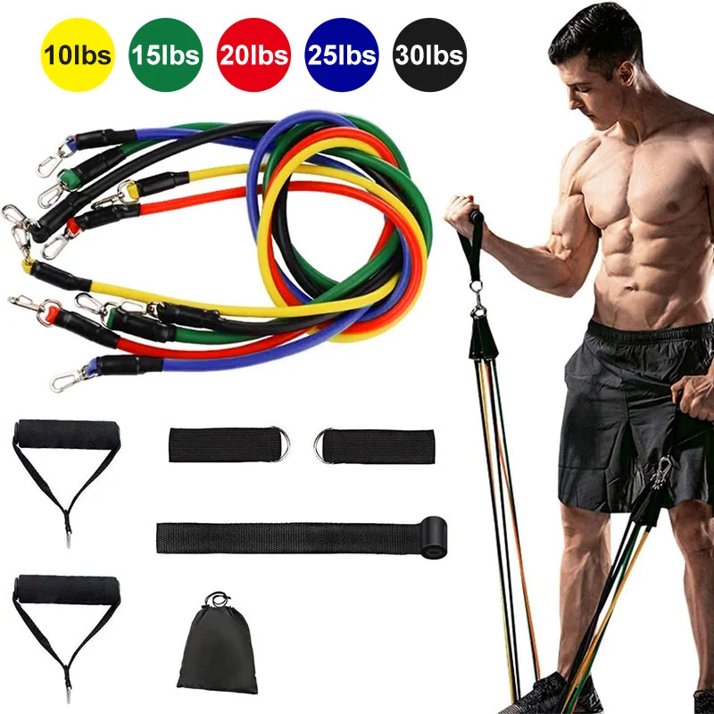 

Free sample High Quality 11PCS Swivel Hook Non Slip resistance bands set 11 Pcs TPE Drop Shipping, Yellow/red/blue/green/black