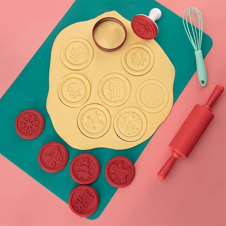 

Silicone Cookie Stamps Set Safe Cookie Cutter Party Novelty Gift