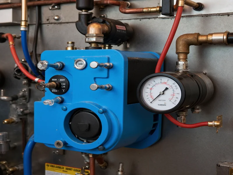 Professional HVAC vacuum pump connected to furnace with micron gauge